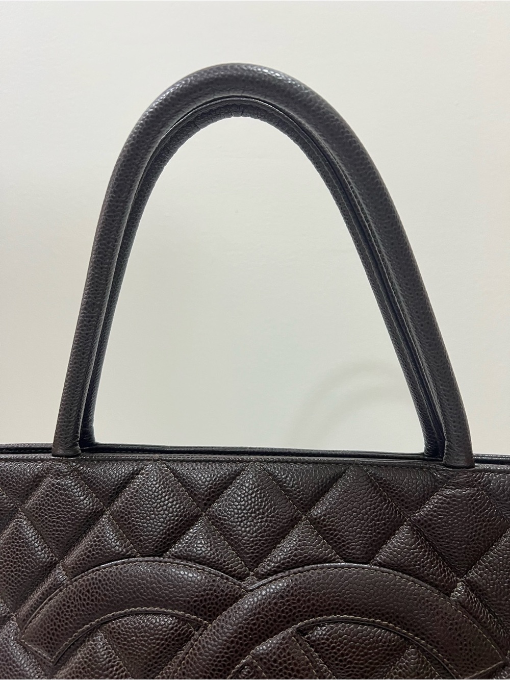 Chanel Quilted Caviar Leather Tote in Dark Brown - Picture 6 of 14